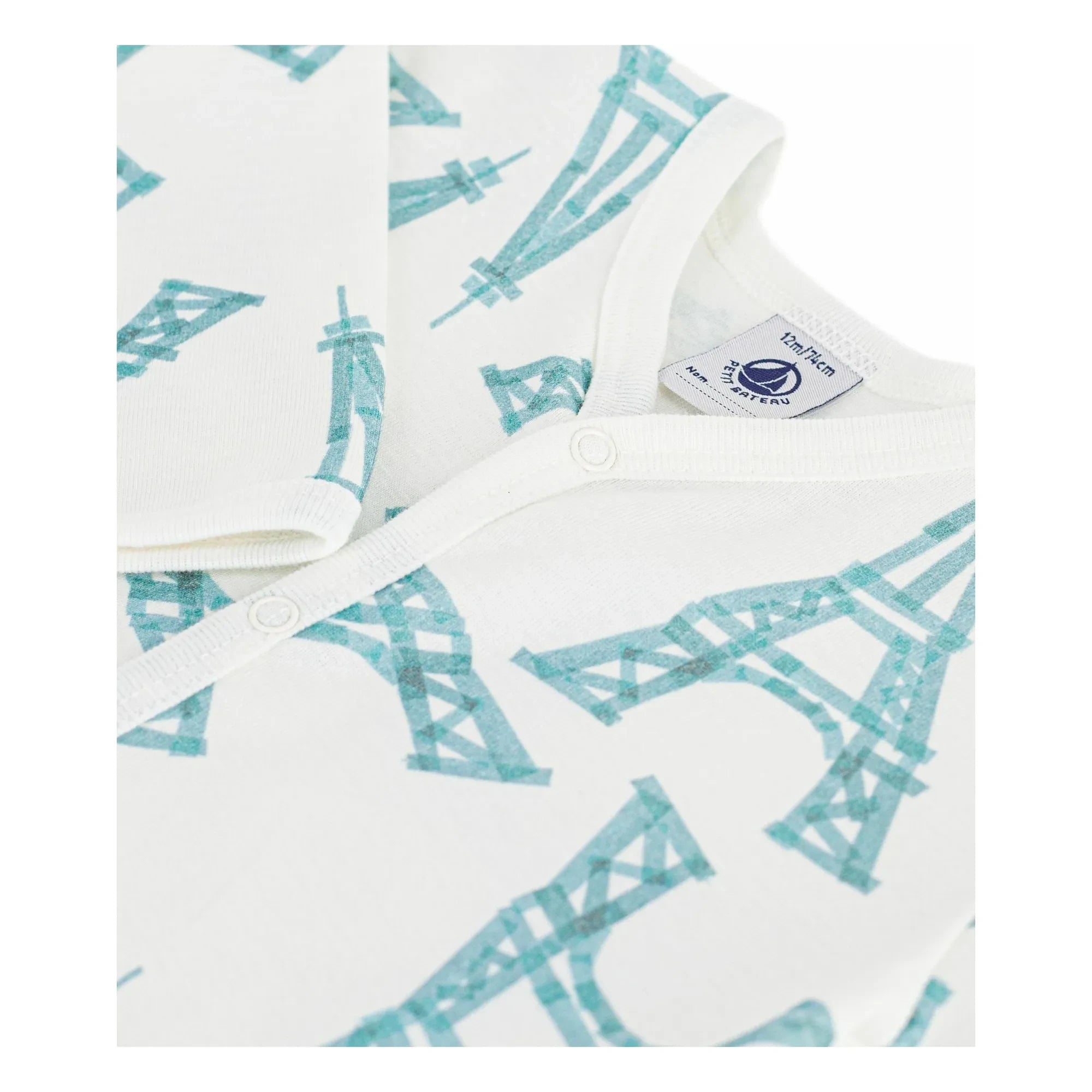Petit Bateau - Schlafanzug ohne Bündchen Gute Nacht Eiffelturm | Weiß