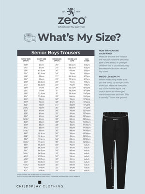 Zeco Boys School Senior Standard Fit Trousers - Short Leg in Black