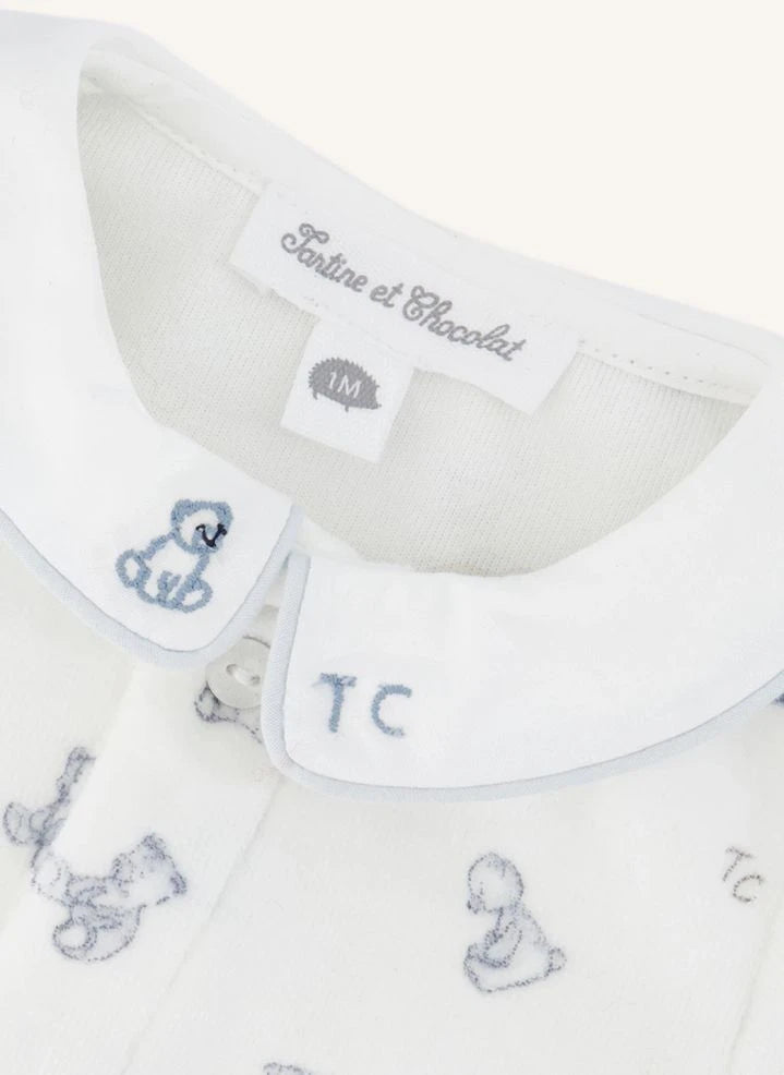 Tartine et Chocolat - Teddy Bear Pyjama mit Claudine-Kragen | Ecru