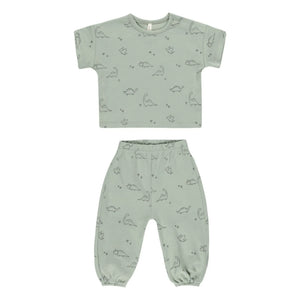 Quincy Mae – T-Shirt- und Hosen-Set | Pistaziengrün