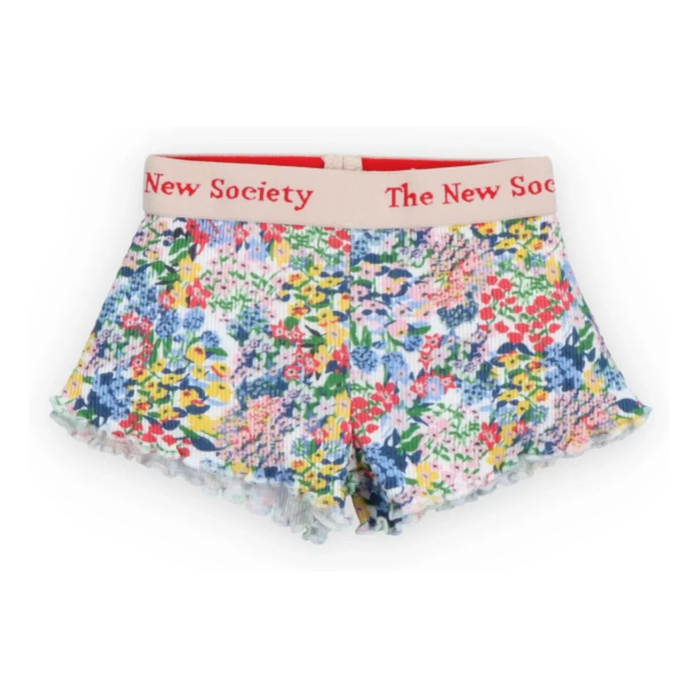 the new society - Ripp-Babyshorts mit Eisenkraut-Blumenmuster | Blau