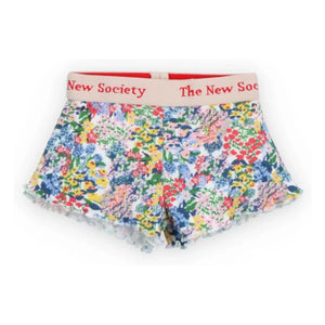 the new society - Ripp-Babyshorts mit Eisenkraut-Blumenmuster | Blau