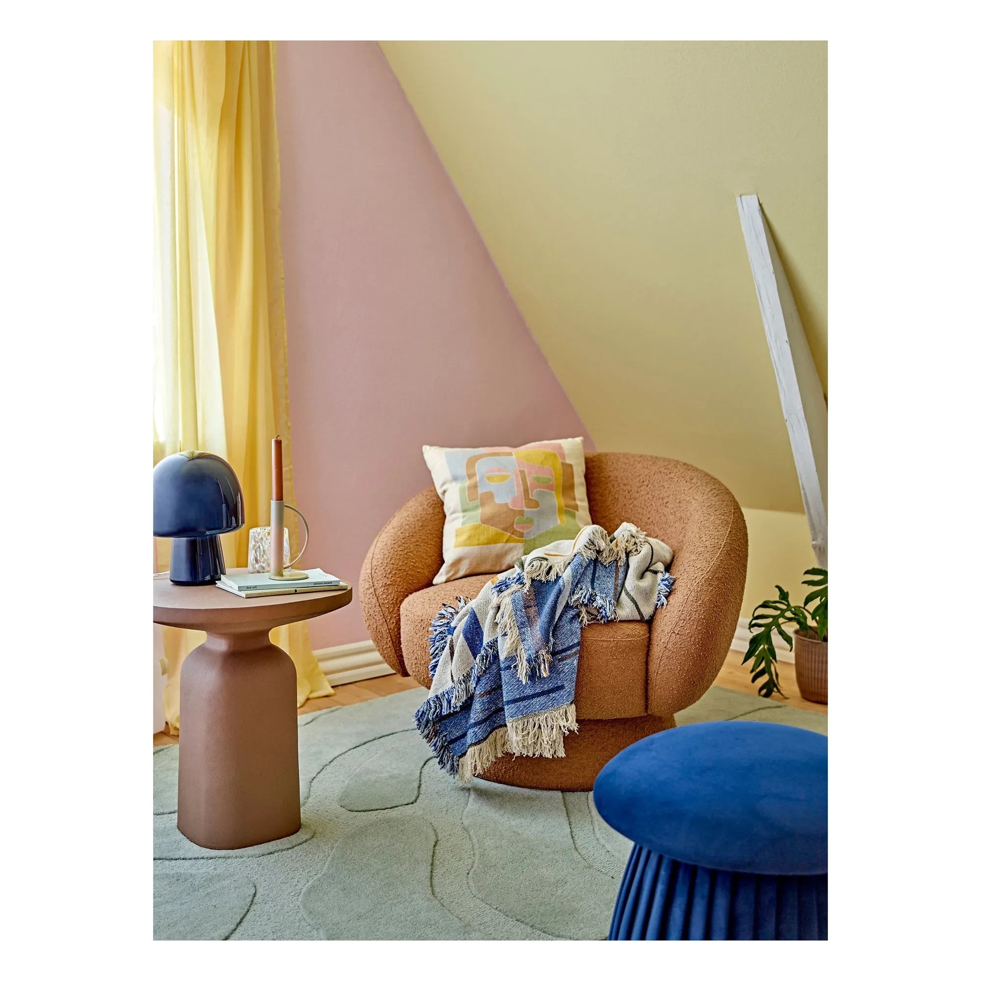 Bloomingville - Roberta recyceltes Polyester-Sitzkissen | Blau