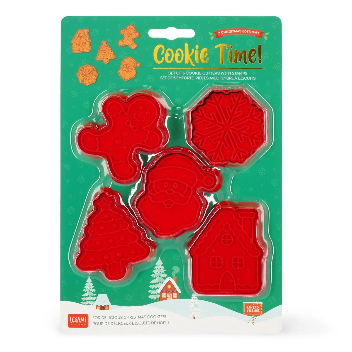 Legami - 5-teiliges Set Ausstechformen und Stempeln - Cookie Time!