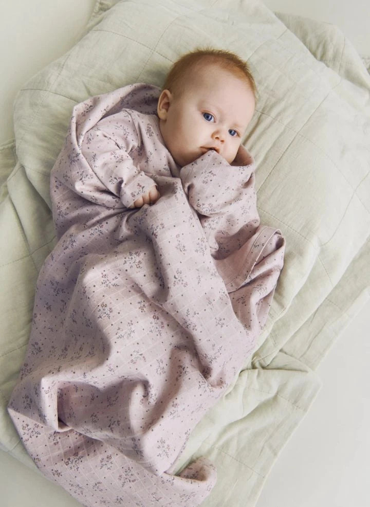 Wheat - Everest Organik Pamuk Çiçekli Tulum | Pudra pembe