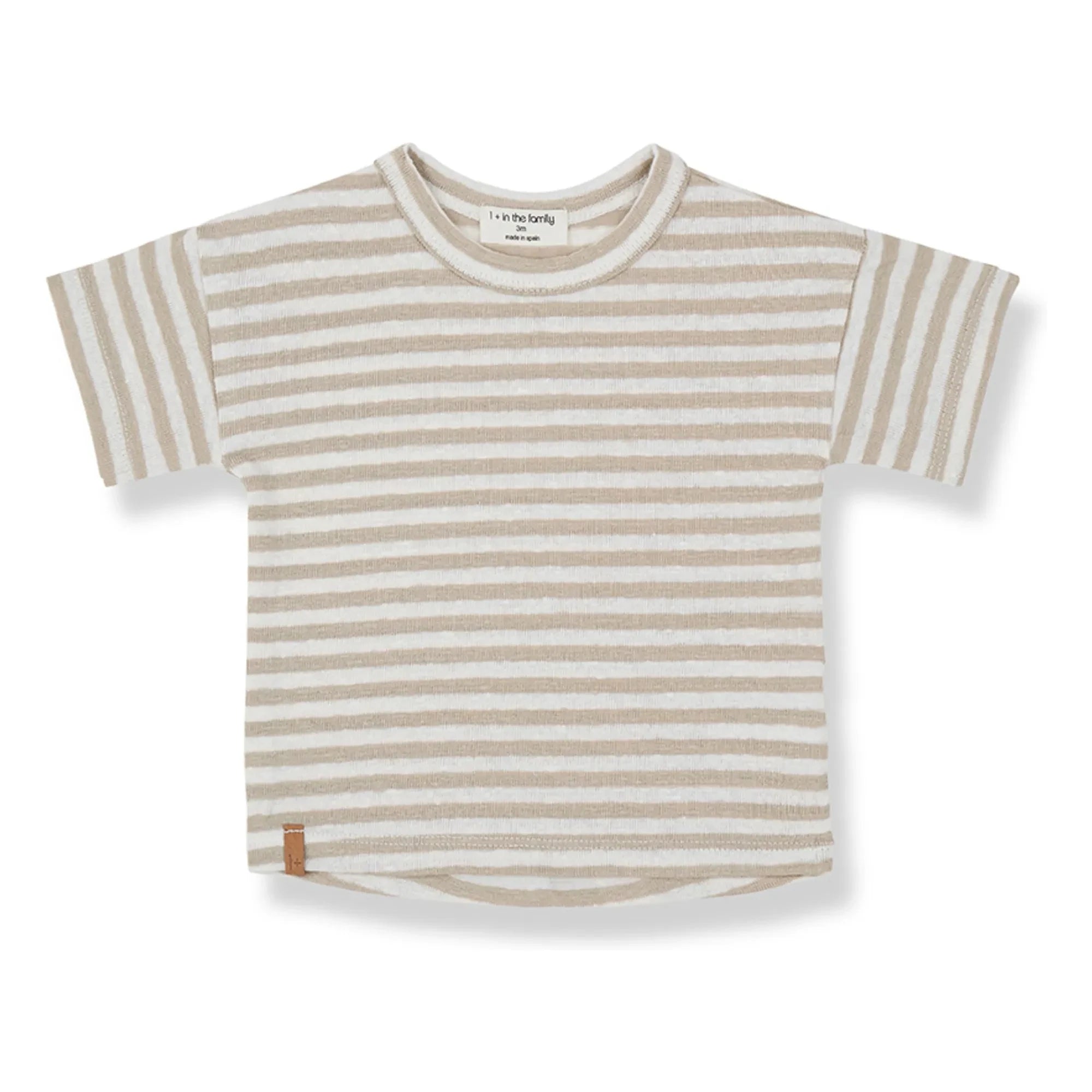 1+ in the family – Gestreiftes Leinen-T-Shirt | Beige