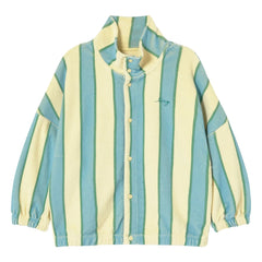 Tinycottons – Gestreiftes Sweatshirt mit Stehkragen und Knopfleiste aus Bio-Baumwolle | Hellgelb