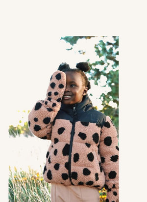 Liewood - Grethe Leopar Recycelte Fleece Sherpa Handschuhe | Blass Rosa
