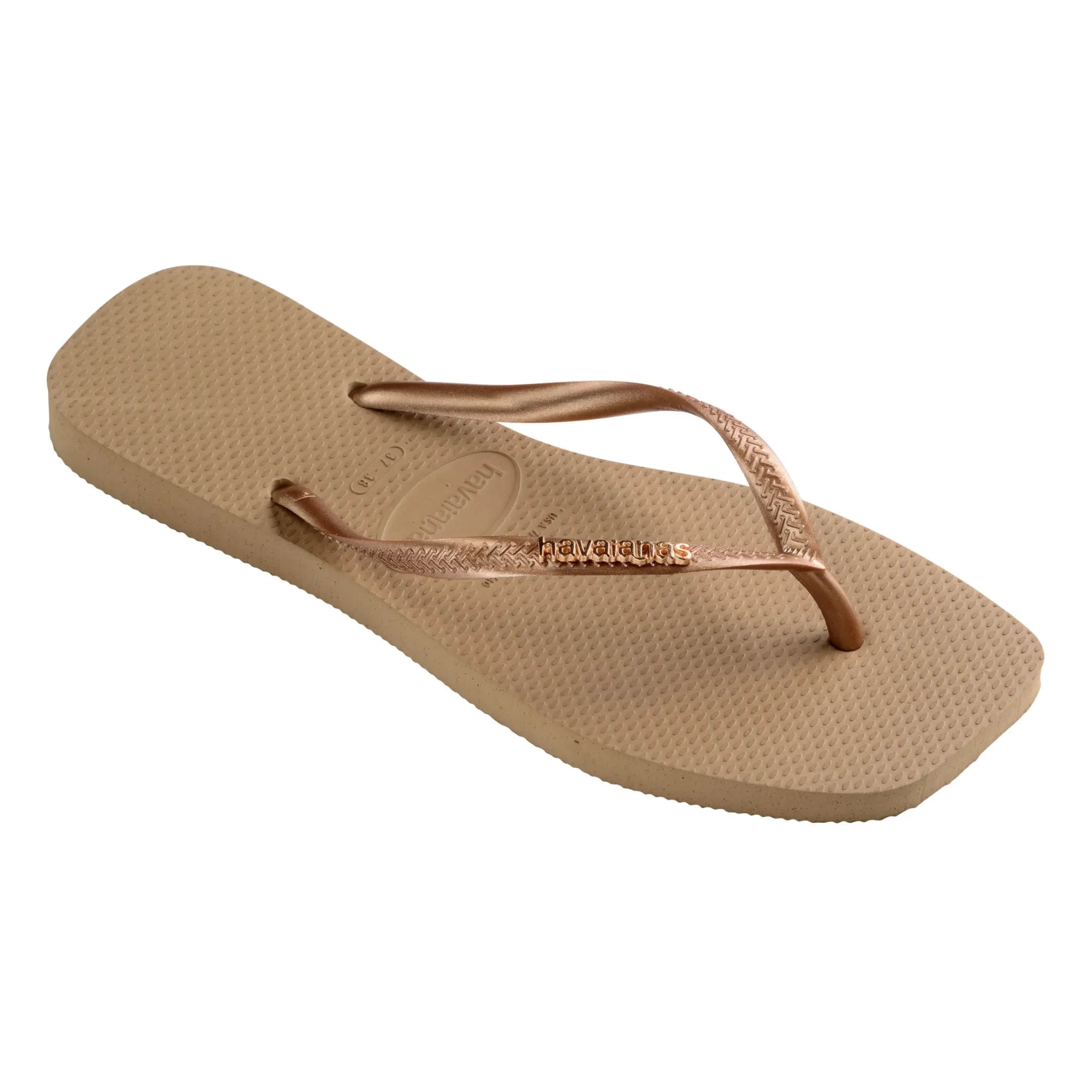 Havaianas – Metallic-Flipflops mit quadratischem Logo | Pink