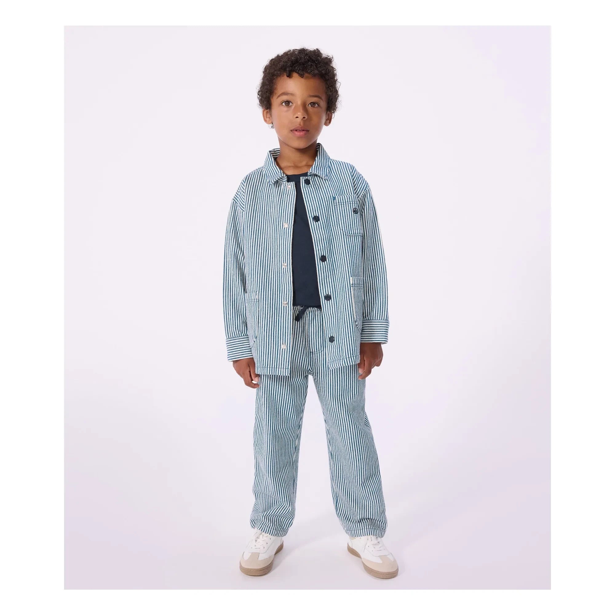 Petit Bateau - Gestreifte Arbeitsjacke aus Bio-Baumwolle | Blau