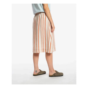Matona - Gestreifter Leinen-Midi-Rock | Off-White