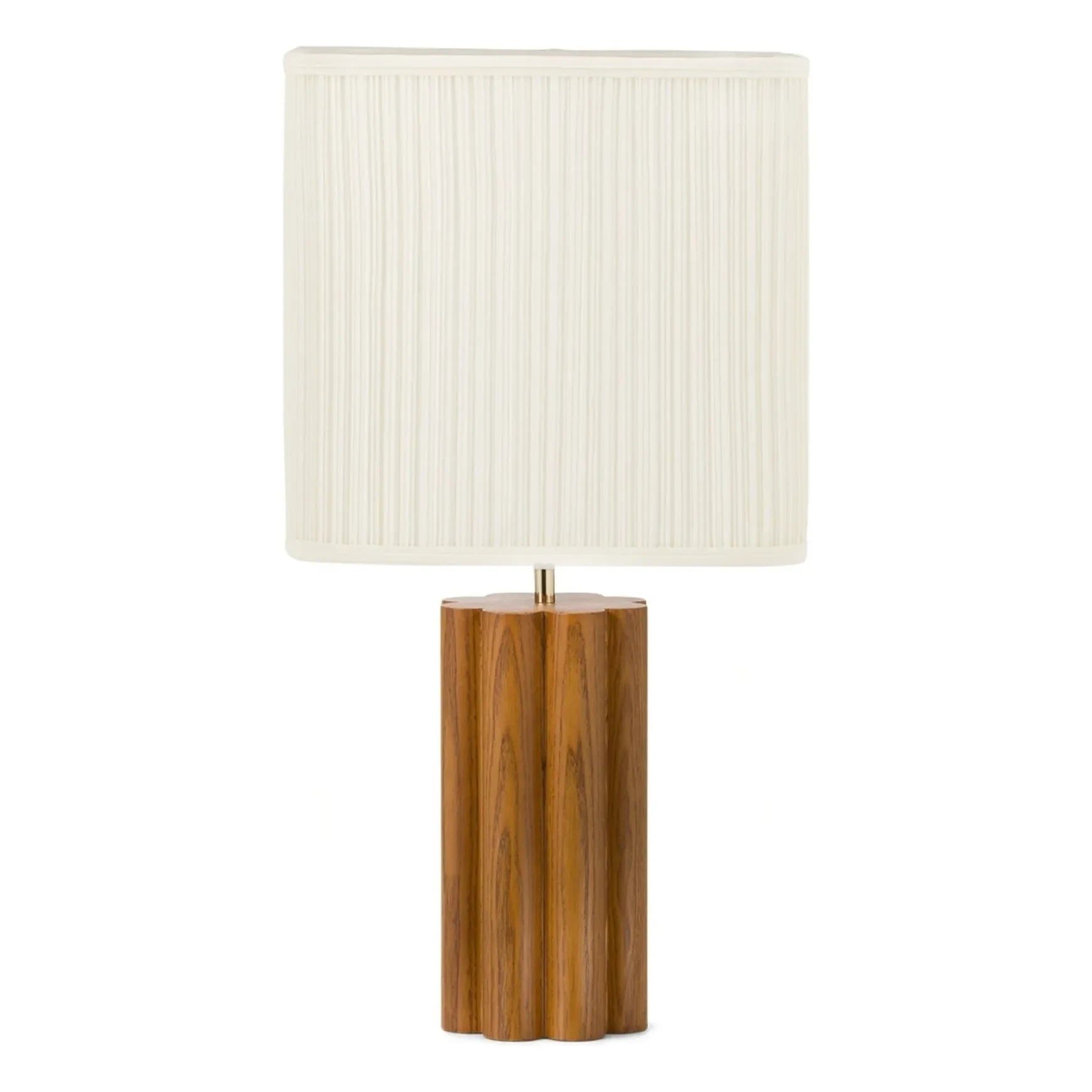 The Socialite Family - Gioia Tischlampe mit Iroko-Furnier, Eschenholz-Korpus und gerafftem Baumwollschirm - EU-Version (220 V) | Iroko