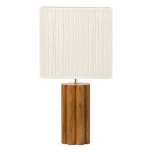 The Socialite Family - Gioia Tischlampe mit Iroko-Furnier, Eschenholz-Korpus und gerafftem Baumwollschirm - EU-Version (220 V) | Iroko