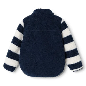 Liewood - Noam Gestreifte Sherpa-Jacke aus recycelten Fasern | Dunkelblau