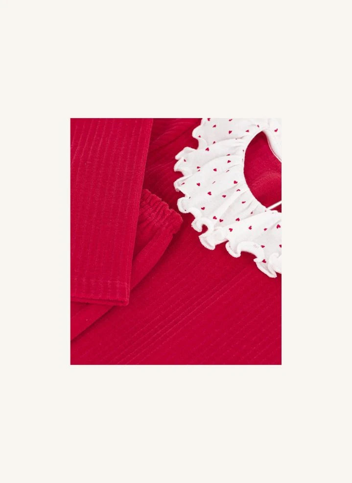 Petit Bateau - Rippkragen-Pyjama Bio-Baumwolle | Rot