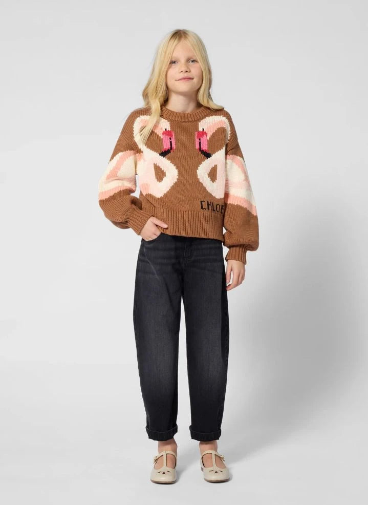 Chloé - Flamants Roses Bio-Baumwollpullover | Karamell
