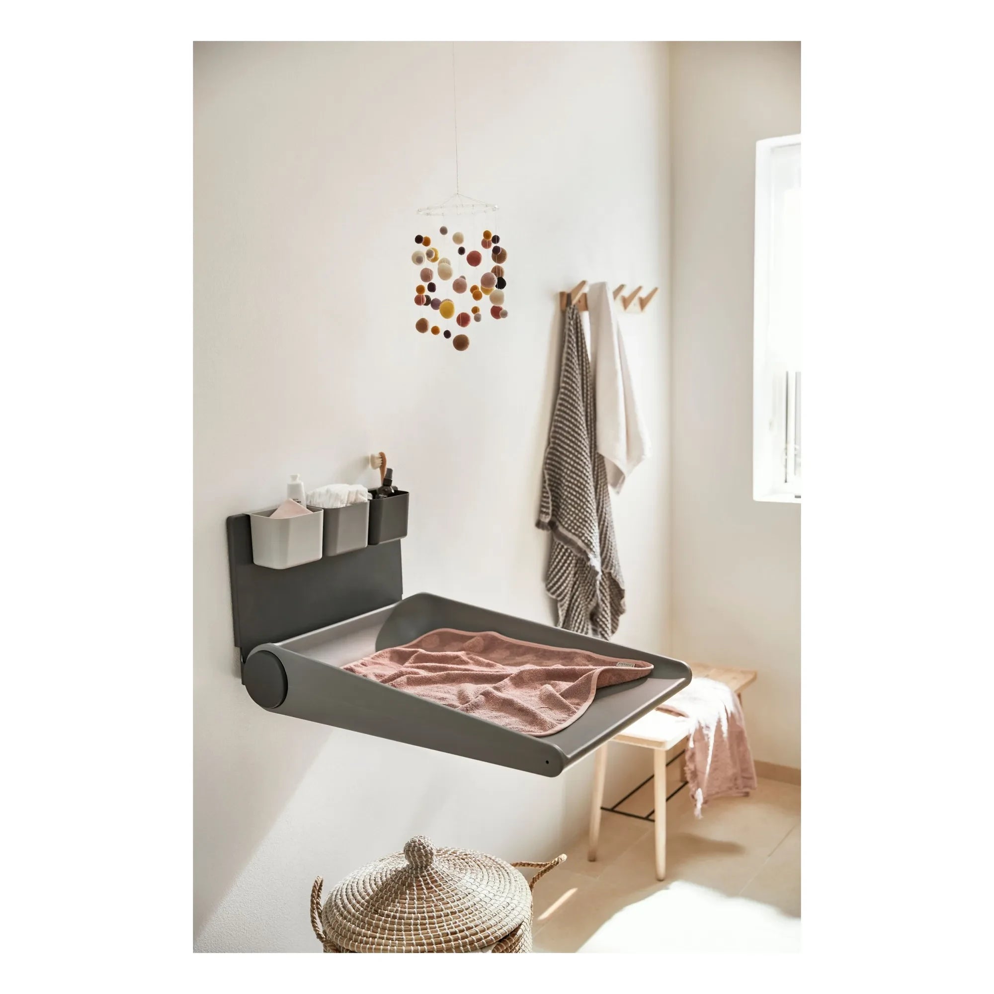 Leander - Wally Wandmontierter Wickeltisch | Grau