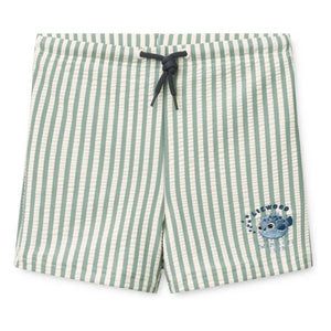 Liewood - Otto Badeshorts Gestreifter Seersucker Recycelte Fasern | Grün