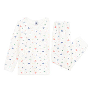 Petit Bateau - Herz Schlafanzug Bio-Baumwolle | Weiß