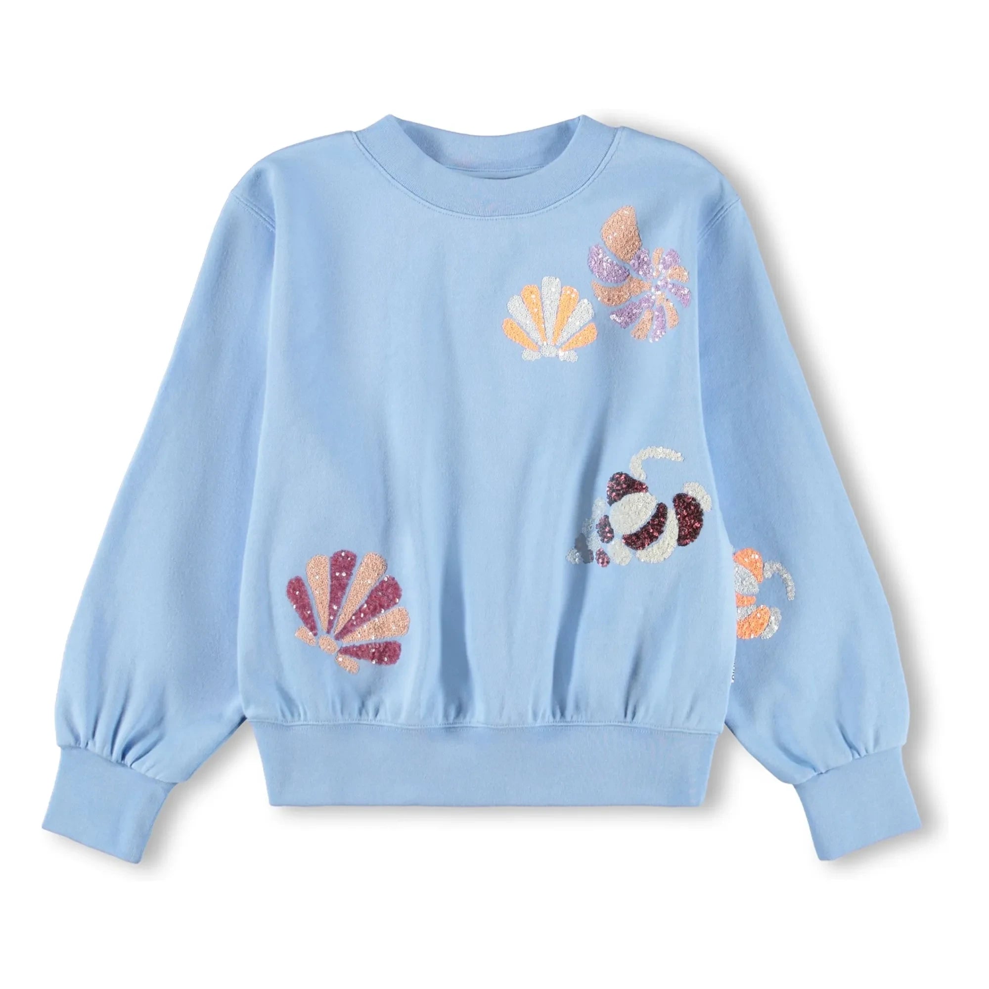 Molo – Sweatshirt mit Muschel-Print aus Bio-Baumwolle | Hellblau