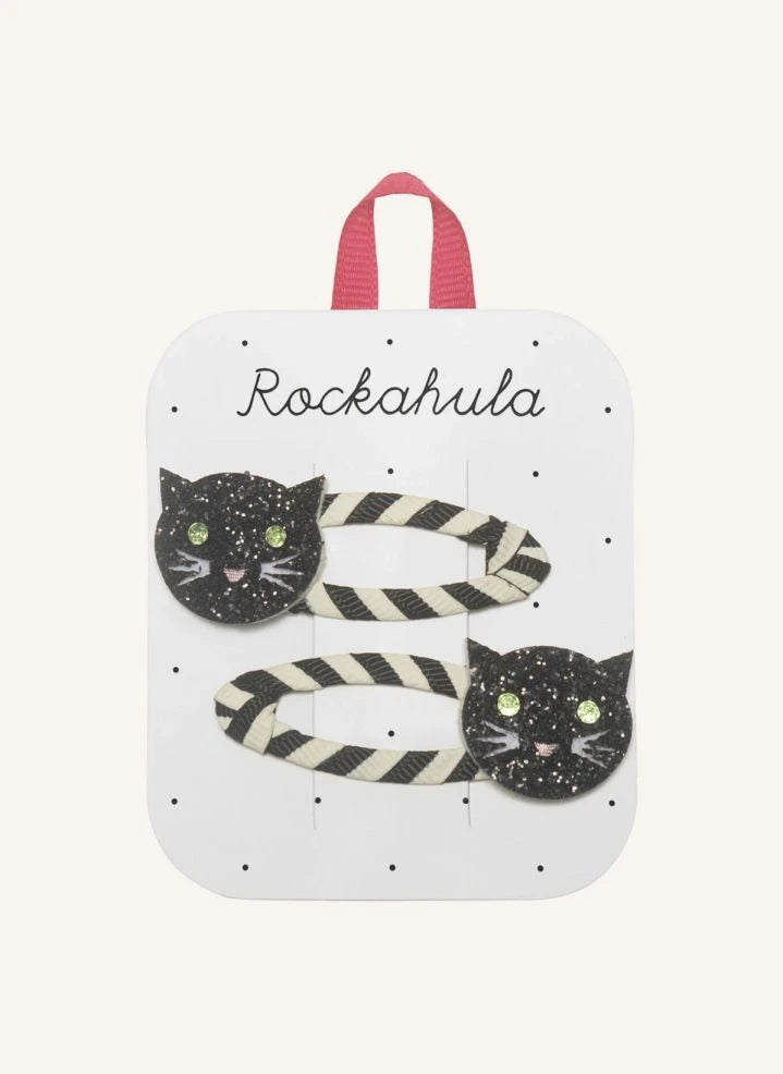 Rockahula Kids - 2er-Set gestreifte Katzen-Haarspangen | Schwarz