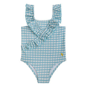 Bobo Choses - Vichy Einteiliger Badeanzug | Hellblau