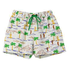 Fabula - Shorts mit Palmenmuster und Tunnelzug | Weiß