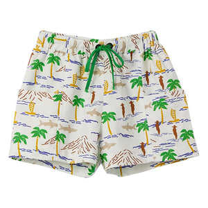 Fabula - Shorts mit Palmenmuster und Tunnelzug | Weiß