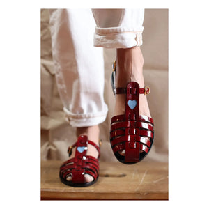 Mama Praïa - Fischer Sandalen mit Glitzerherz | Bordeaux