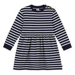 Petit Bateau – Gestreiftes Kleid mit ausgestelltem Rock | Marineblau