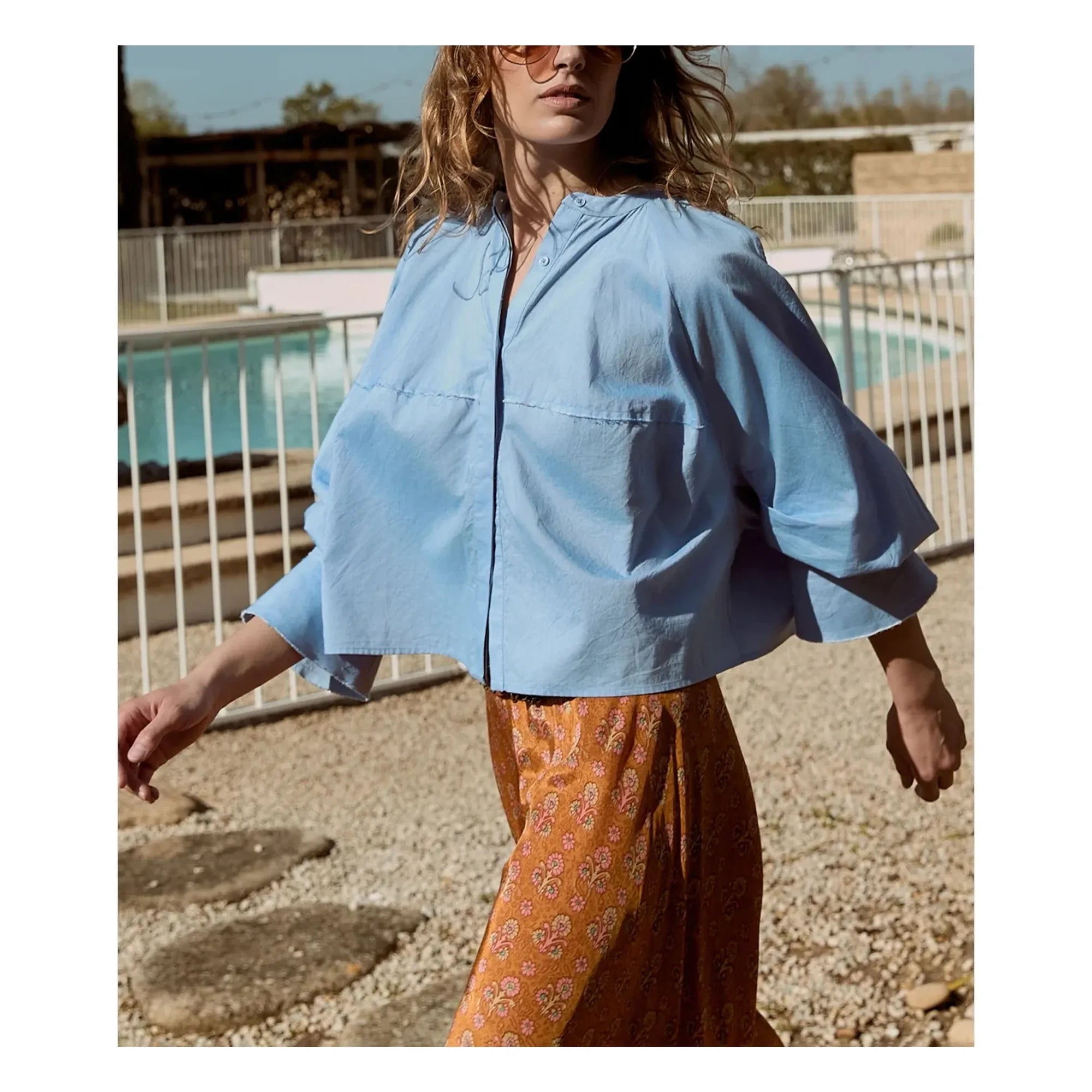 Mes Demoiselles - Soon Baumwoll-Popeline Bluse | Hellblau