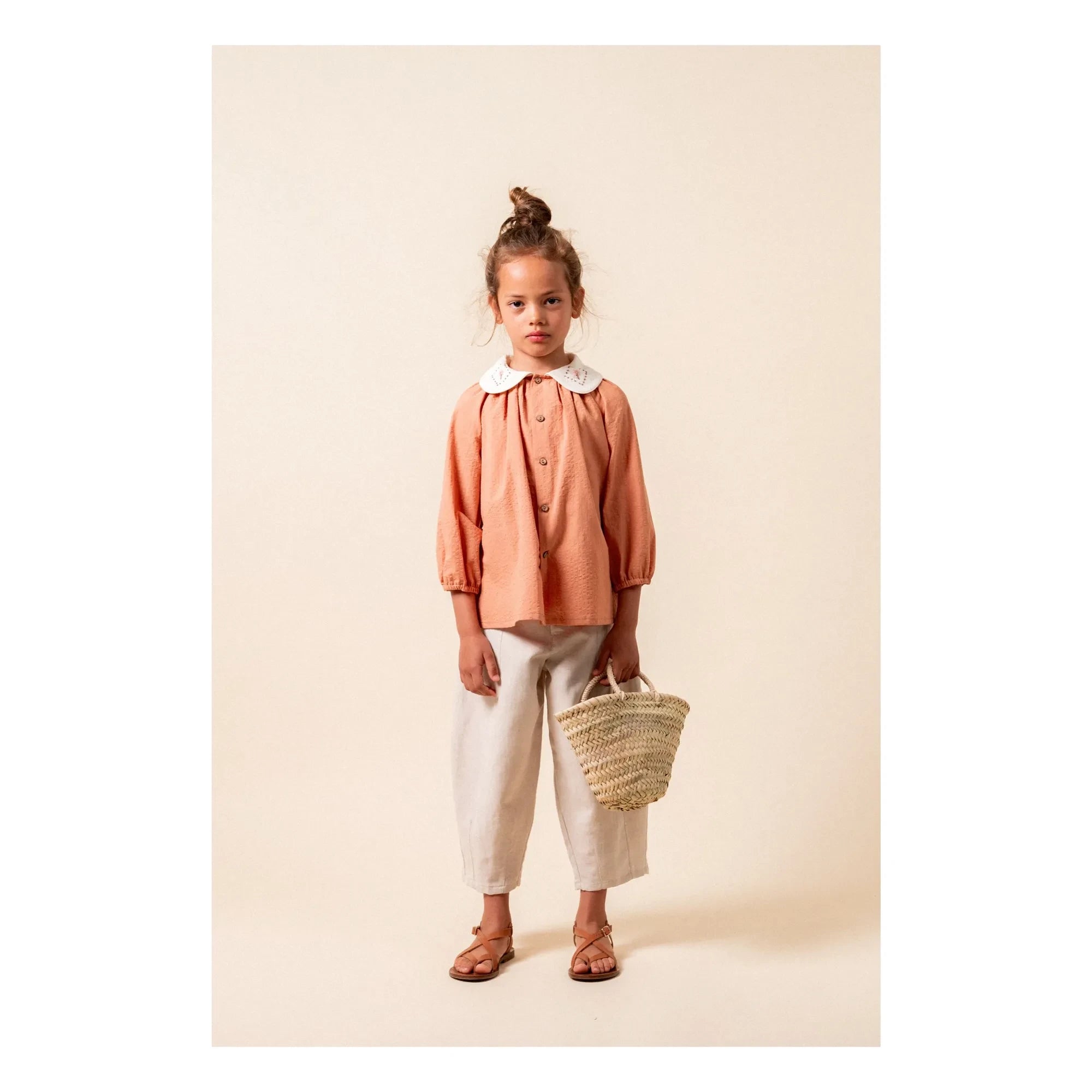 birinit - Bluse mit Claudine-Kragen Dessert Bio-Baumwolle | Russet