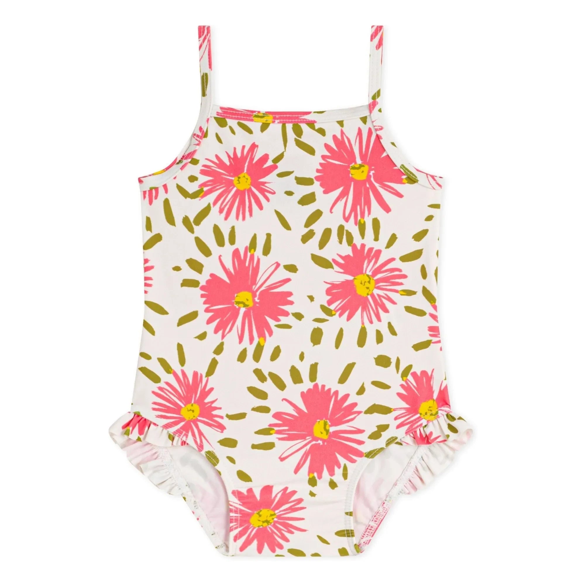 Petit Bateau - Baby Badeanzug mit Blumenmuster | Weiß