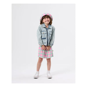 Goldie + Ace - Carreaux Kurzer Overall | Rosa