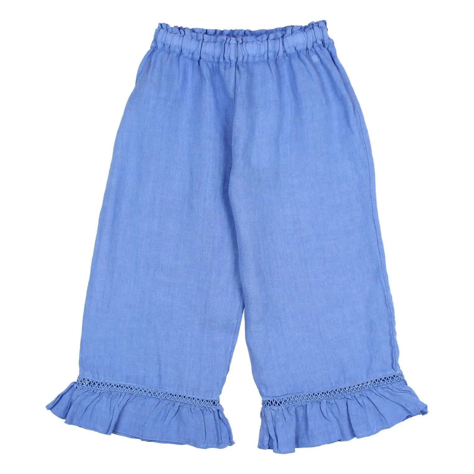 Búho – Leinenhose mit Rüschen | Hellblau