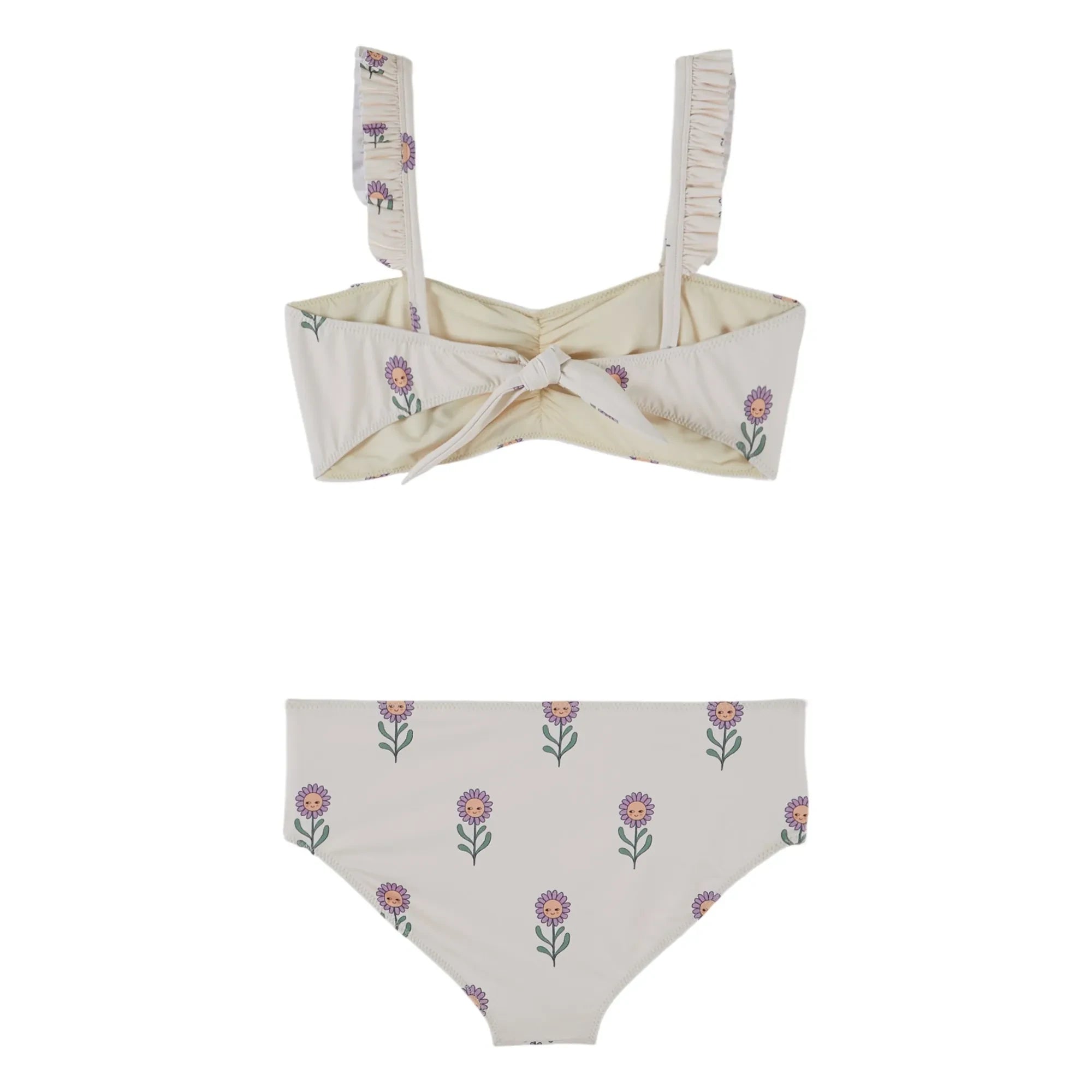Emile et Ida - Bandeau-Badeanzug mit Blumenmuster | Creme