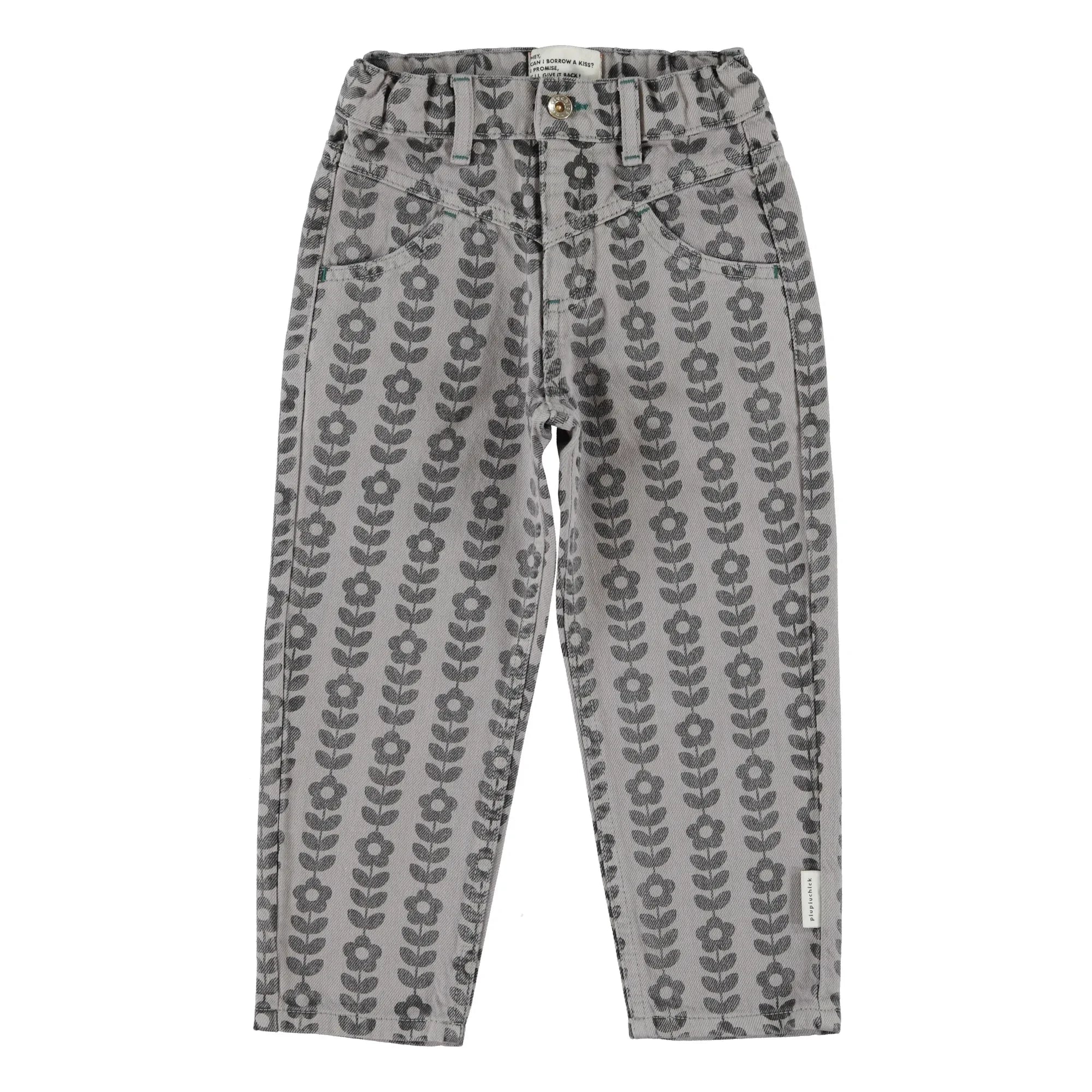 Piupiuchick - Hose aus Bio-Baumwolle mit Blumenmuster | Grau