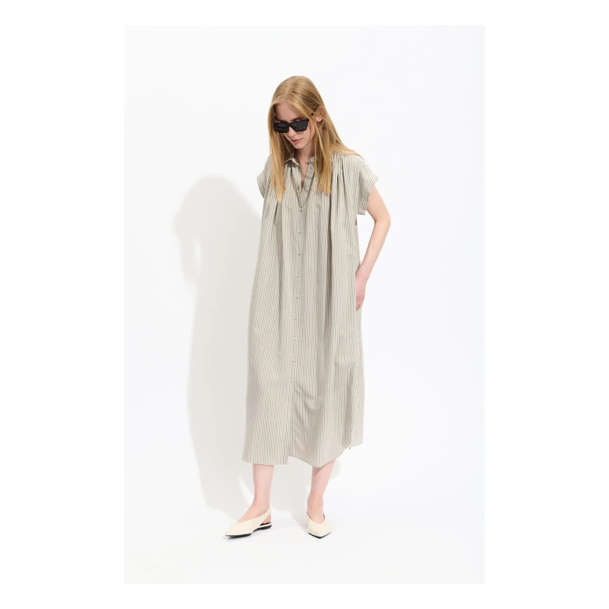 BELLEPIECE - Sardinien Gestreiftes Kleid | Grün