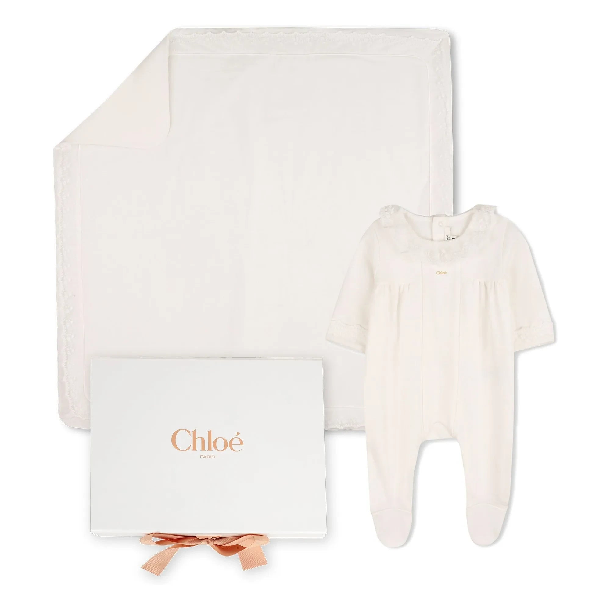 Chloé - Bio-Baumwoll-Schlafanzug und Decke Set | Weiß