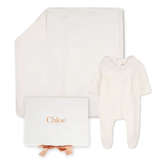 Chloé - Bio-Baumwoll-Schlafanzug und Decke Set | Weiß