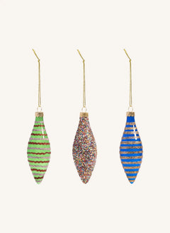 &Klevering - 3er Set Glas Weihnachtsbaumschmuck