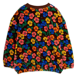 Mini Rodini - Organik pamuk çiçek desenli sweatshirt | Siyah