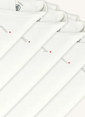 Petit Bateau - 5er Mon Coeur Bio-Baumwoll-Wickelbody-Set | Weiß