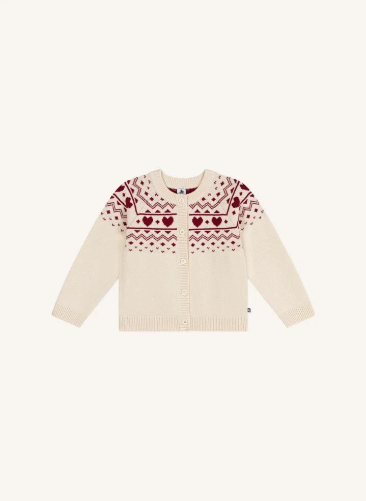Petit Bateau - Wollweste mit Herz | Ecru