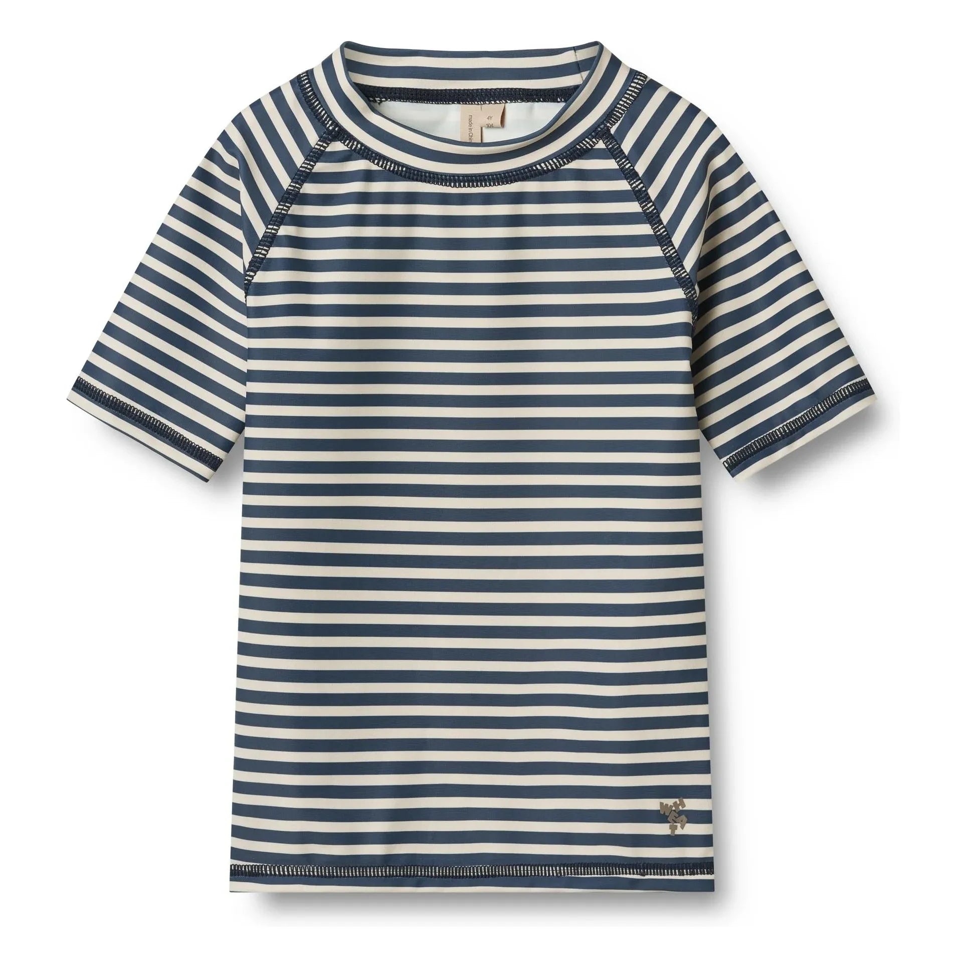 Wheat – Jackie Gestreiftes UV-beständiges Schwimmshirt aus recycelten Fasern | Dunkelblau