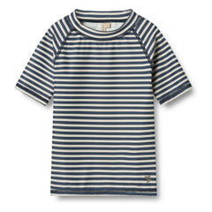 Wheat – Jackie Gestreiftes UV-beständiges Schwimmshirt aus recycelten Fasern | Dunkelblau