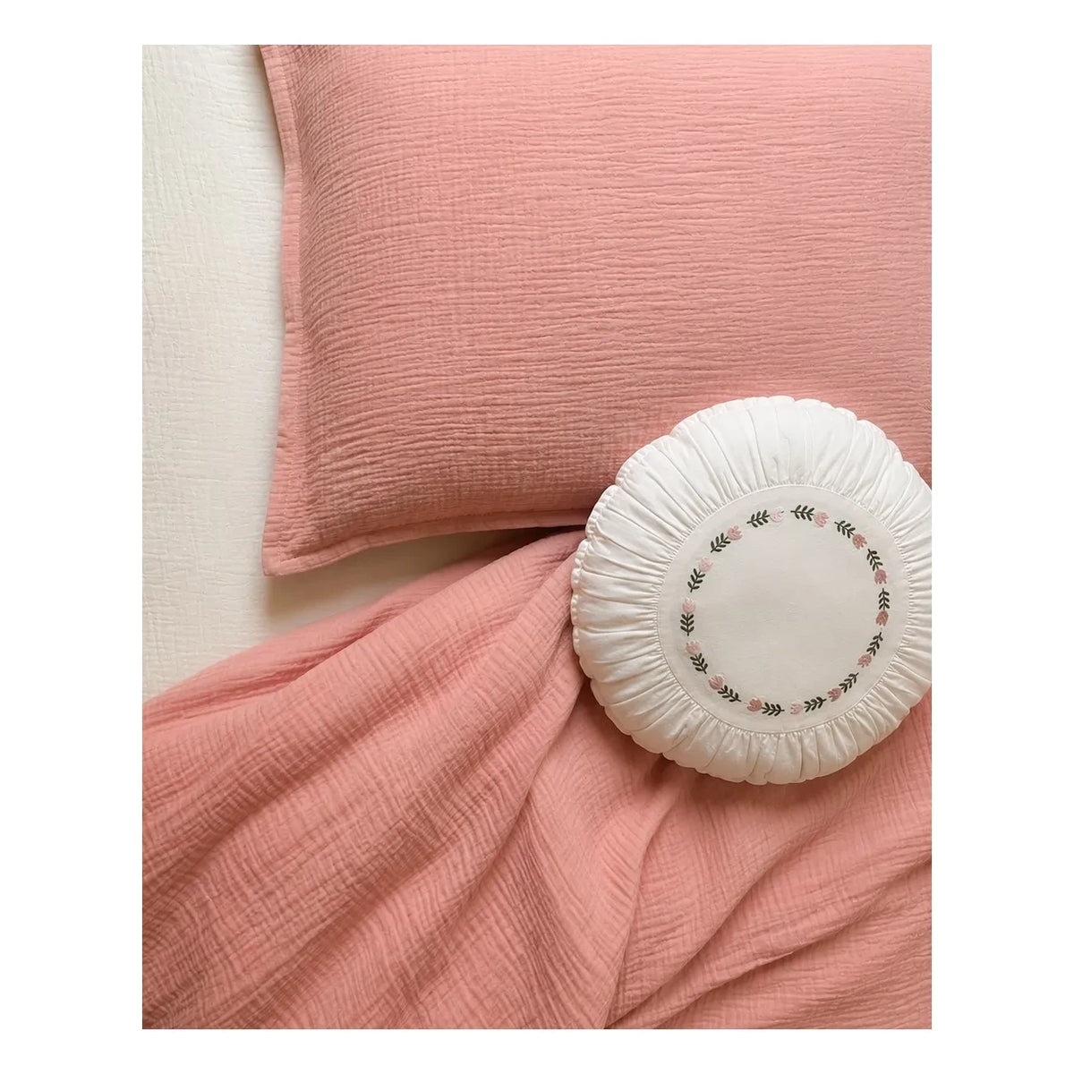 Editions Aimable - Paulette Bettwäsche-Set | Blasses Rosé-Musselin