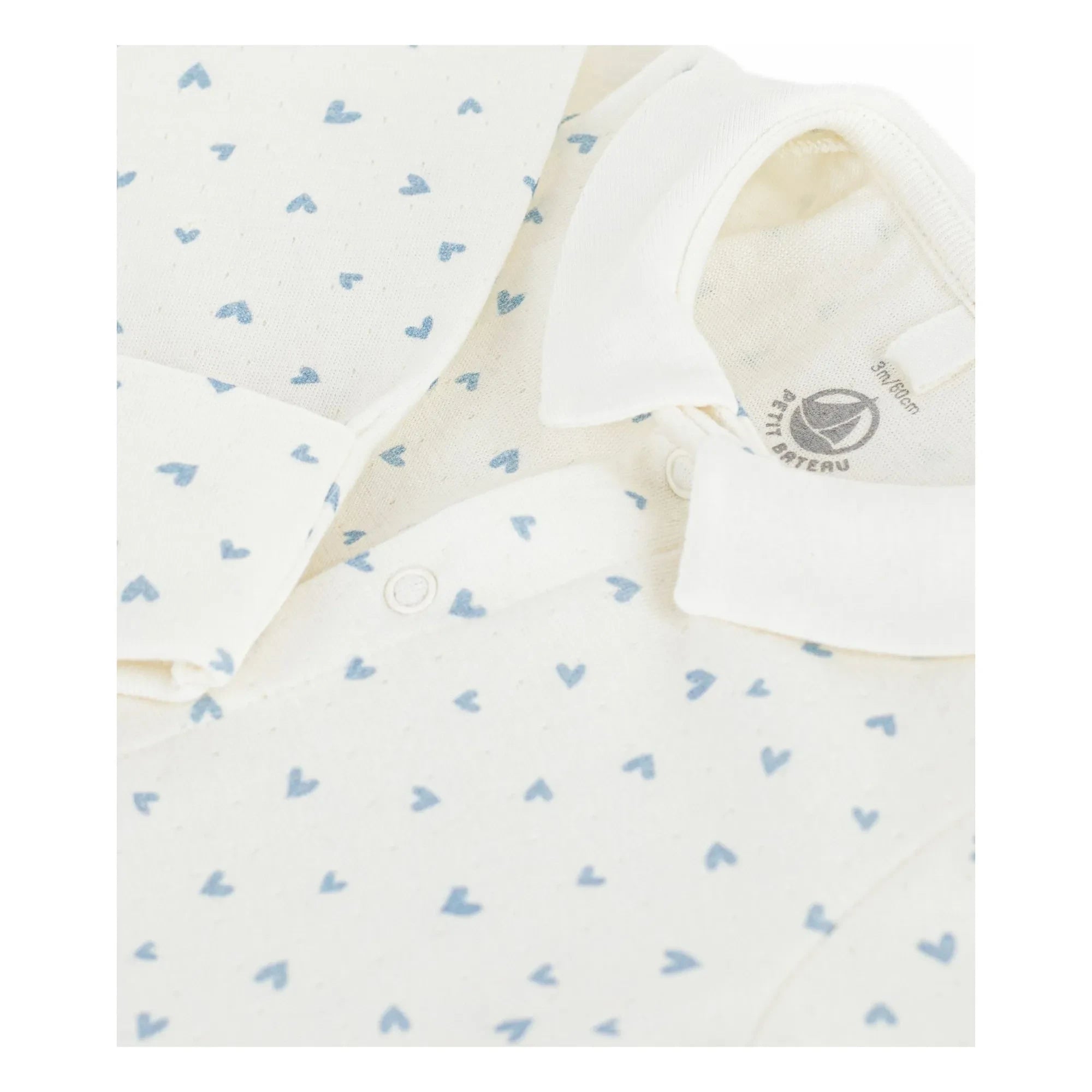 Petit Bateau - Strampler Herzen aus Bio-Velours | Weiß