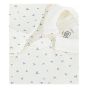 Petit Bateau - Strampler Herzen aus Bio-Velours | Weiß