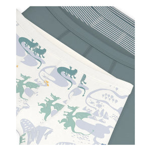 Petit Bateau - 3'lü Organik Pamuklu Dragon Boxer Külot | Yeşil